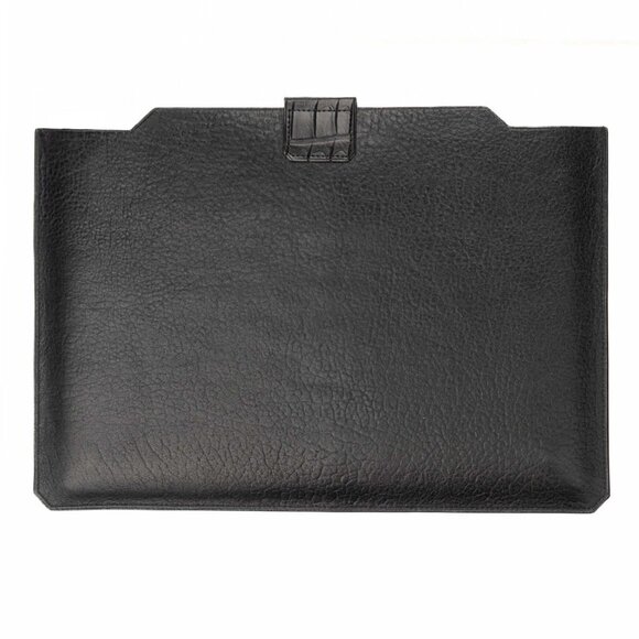 Slim Alligator Leather Laptop Sleeve – Classic Look - Black Color - Picture 5 of 5